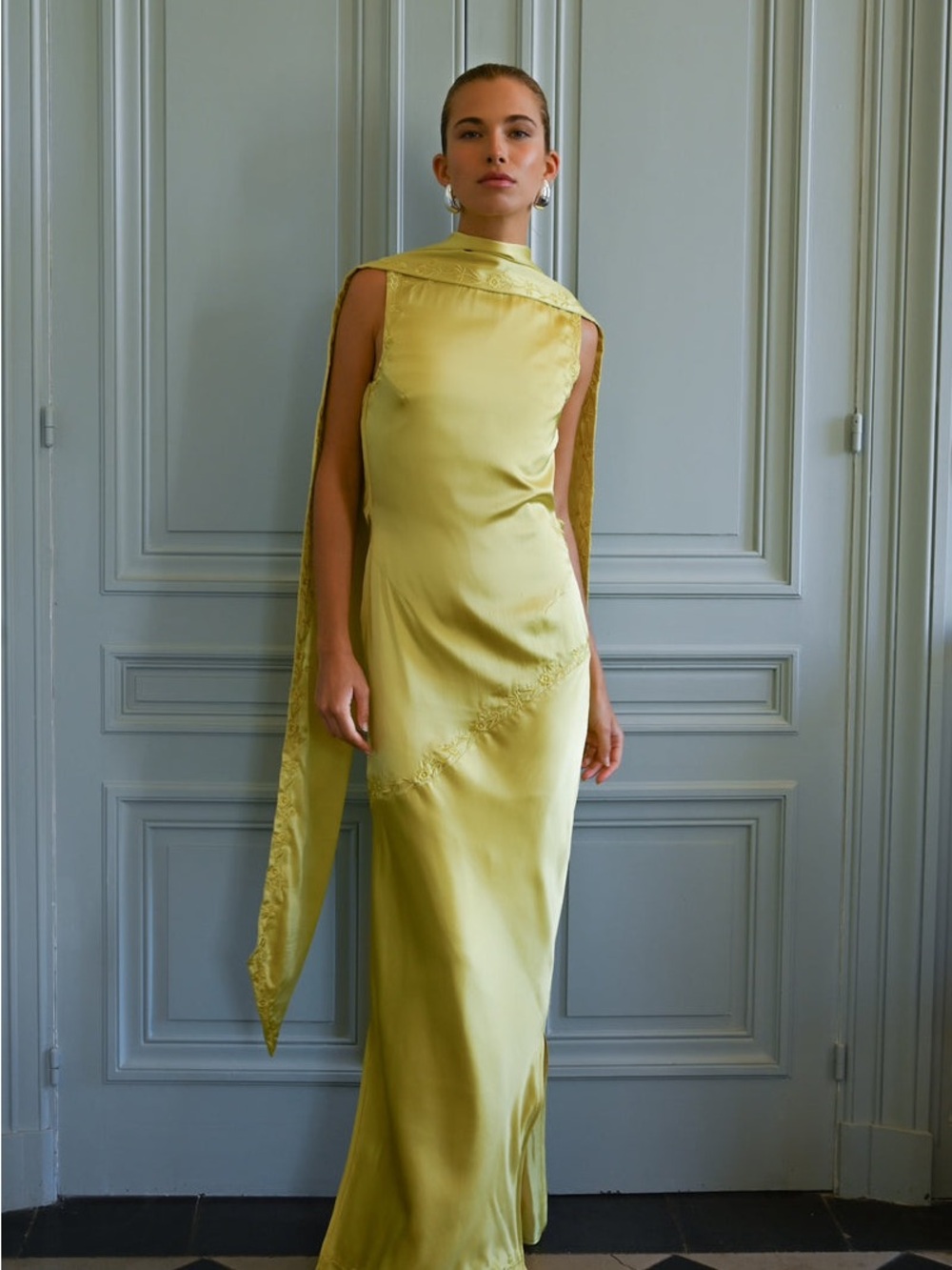 Yellow The Label Nina Silk Dress - Chartreuse